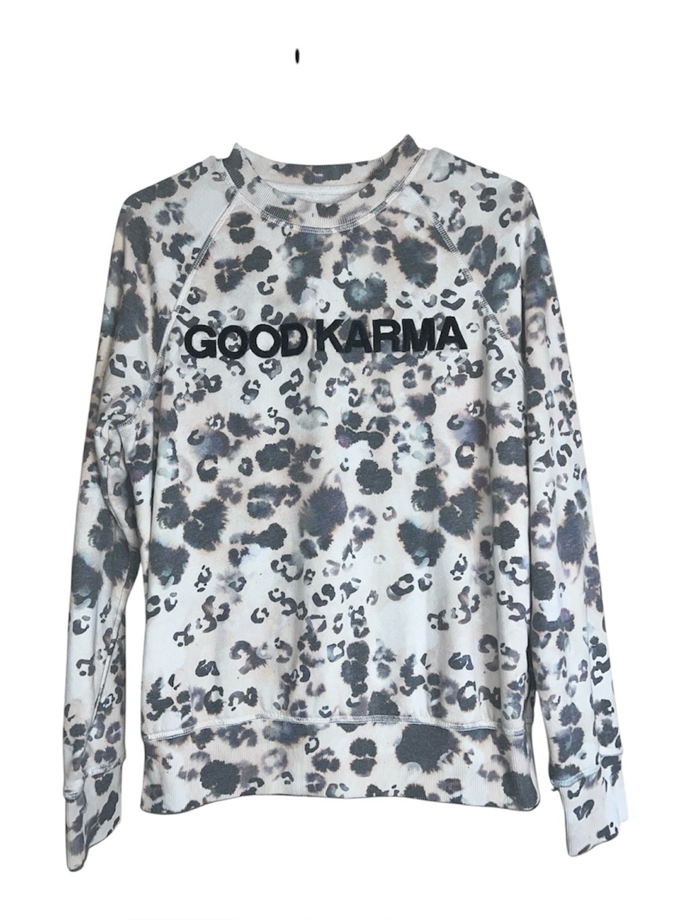 Spiritual Gangster Gray Leopard Print Good Karma Old School Sweatshirt Sz M